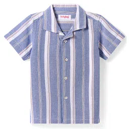 Babyhug Cotton Woven Half Sleeve Resort Collar Shirt with Stripes - Light Blue & White-picture-28