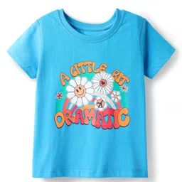 kookie kids india Kookie Kids Half Sleeves T-Shirt With Floral & Text Print - Blue-picture-11