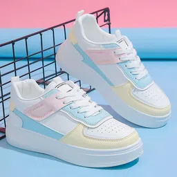 Shoetopia Colour Blocked Lace Up Sneakers - White-picture-39