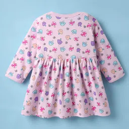 CUCUMBER Interlock Knit Full Sleeves Mushroom Print Frock - Pink image 2