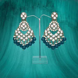 MEIRA JEWELLERY Gold-Plated Artificial Stones Studded & Beaded Contemporary Drop Earrings-image-59