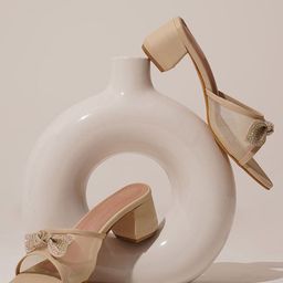 Froh Feet Women Textured Party Block Heel Slip-On Sandals with Bows-picture-31