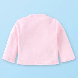 Babyhug Velour Knit Full Sleeves Winter Wear Night Suit with UnicornApplique - Pink image 3