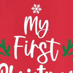 BLUSHES Christmas Theme 100% Cotton Half Sleeves My First Christmas Text Printed Onesie - Red image 4