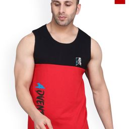 SLOWLORIS Men Pack Of 2 Printed Bio-Wash Combed Cotton Gym Vests-picture-11