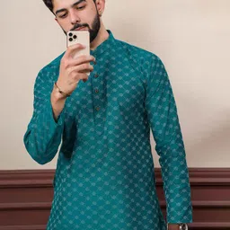 Koshin Men Woven Design Woven Design Cotton Kurta with Pyjamas image 4