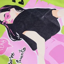 Pine Kids Cotton Knit Half Drop Shoulder Sleeves Oversized T-Shirt with Text Print - Lime Green image 4