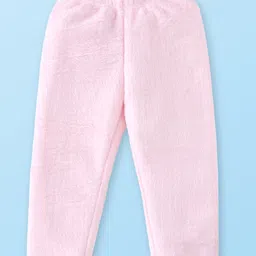 Babyhug Velour Knit Full Sleeves Winter Wear Night Suit with UnicornApplique - Pink image 4