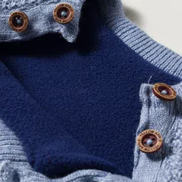 Yellow Apple Knit Full Sleeves Sweater With Textured Design - Light Blue image 4