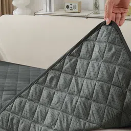 HOKIPO Grey Polyester 1 Piece Sofa Cover image 2