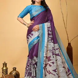 DIVASTRI Ethnic Motifs Printed Zari Banarasi Saree-picture-20