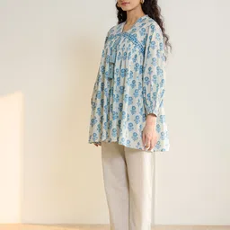 Rustorange Printed Pure Cotton V Neck Top With Trouser Co-Ords image 5