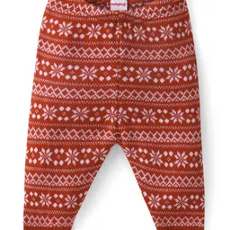 Babyhug Knitted Full Sleeves Intarsia Designed Pullover Sweater Set - Red image 5