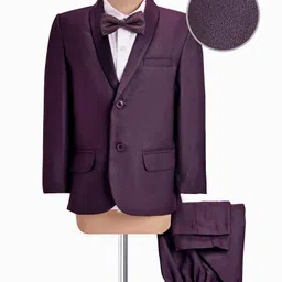 Mark & Mia Full Sleeves Solid Colour 3 Piece Party Suit with Bow - Wine image 5