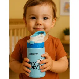 Badal Kidz Stainless Steel Sipper Bottle,350ml Vacuum Insulated Water Bottle with Straw Lid | BPA Free Leakproof Steel Flask for School & Travel- Blue image 5