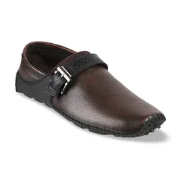 Mochi Men Brown Leather Loafers image 2