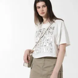 Only White Cotton Graphic Print T-Shirt-image-67