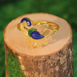 Candere by Kalyan Jewellers Peacock Collection 14k Yellow Gold Cocktail Ring for Women-image-24