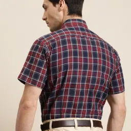 Sojanya Navy & Maroon Cotton Regular Fit Checks Shirt image 2