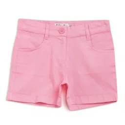 Fabindia Kids Pink Solid Shorts image 1
