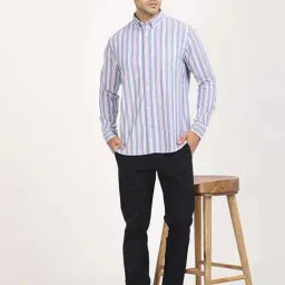 Indian Terrain Blue Regular Fit Striped Shirt-image-97