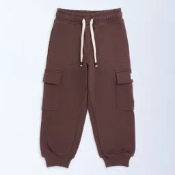 HOP Kids by Westside Brown Mid-Rise Cotton-Blend Joggers-image-61