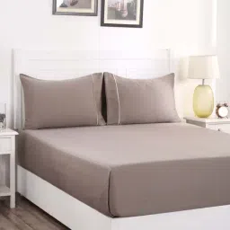 Maspar Viola Grey Cotton 300 TC Bed Sheet Set-image-60