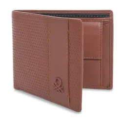 United Colors of Benetton Dark Tan Rutland Textured Leather Bi-Fold Wallet image 3