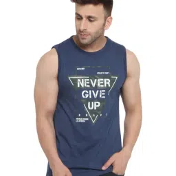 Chkokko Blue Cotton Regular Fit Printed Sports T-Shirt-picture-11