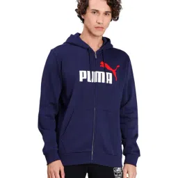 Puma Navy Cotton Regular Fit Hooded Sweatshirt-image-78