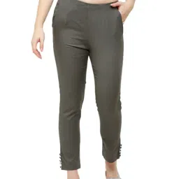 De Moza Grey Flat Front Trousers-picture-15