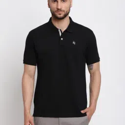 Cantabil Black Regular Fit Polo T-Shirt-image-77