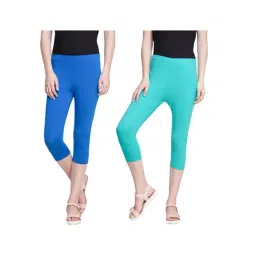 Dollar Missy Blue & Sea Green Slim Fit Capris Pack of - 2-image-51