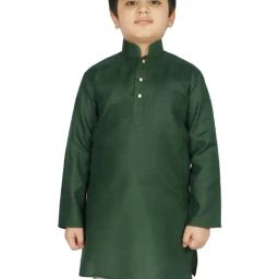 SG Yuvraj Kids Olive Solid Full Sleeves Kurta-picture-25