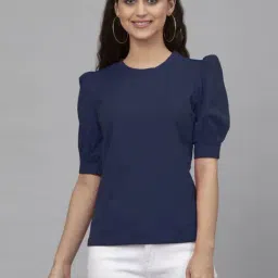SELVIA Navy Short sleeve Top-picture-10