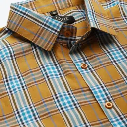 Sojanya Mustard Cotton Regular Fit Checks Shirt image 5