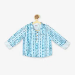 Fabindia Kids Blue Printed Short Kurta image 1