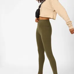 Forever 21 Olive Cotton Leggings image 3