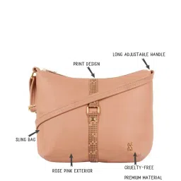 Baggit Pink Solid Medium Sling Handbag image 5