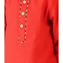 Fabindia Kids Red & Yellow Checks Kurta with Dhotis image 4