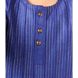 Fabindia Kids Navy & Cream Embroidered Kurta with Pyjamas image 4