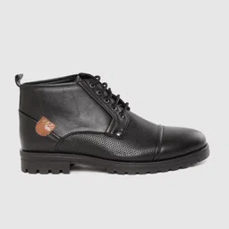 Roadster Men Black Solid Mid-Top Flat Boots image 2