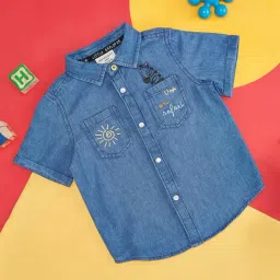 Pantaloons Baby Blue Embroidered Shirt-image-69