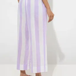 Utsa by Westside Lilac Stripe Patterned Cotton Ethnic Pants image 2