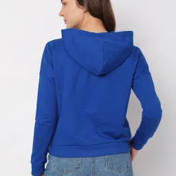 Vero Moda Blue Cotton Graphic Print Hoodie image 2