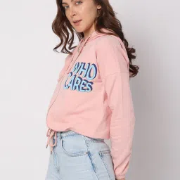 Vero Moda Peach Cotton Graphic Print Hoodie image 3