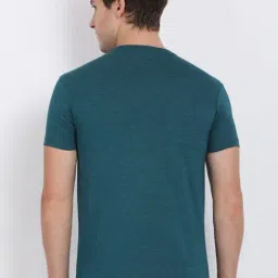 Crocodile Green Melange Cotton Regular Fit T-Shirt image 2