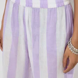 Utsa by Westside Lilac Stripe Patterned Cotton Ethnic Pants image 4