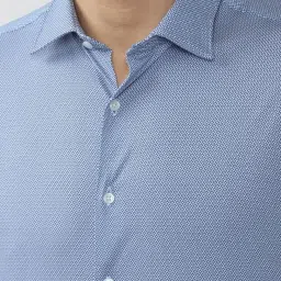 Van Heusen Blue Slim Fit Self Pattern Shirt image 4
