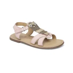Aria Nica Kids Owl Pink & Beige Cross Strap Sandals image 2